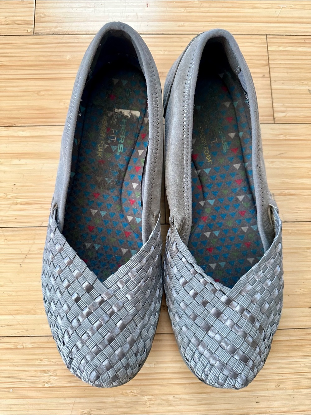 Skechers Gray Woven Slip-On Flats